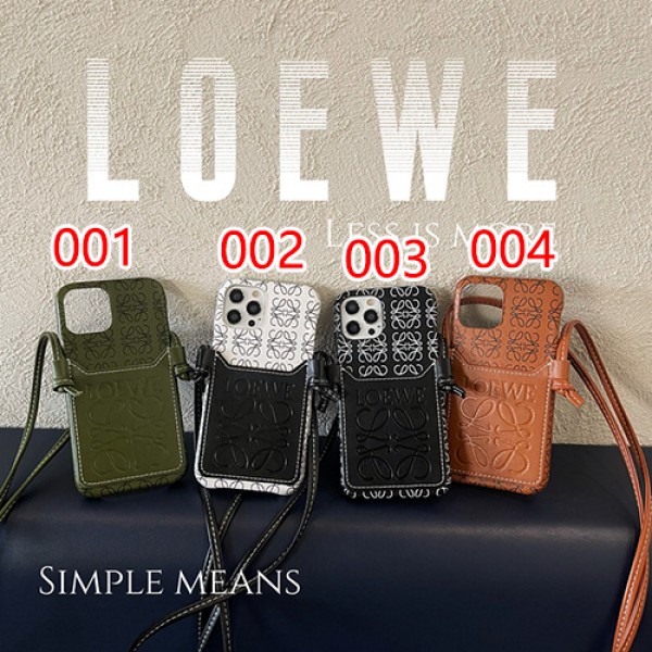 LOEWE/ロエベブランドiphone13/13mini/13promaxケース潮流カード収納可アイフォン12/ 12mini/12 pro maxカバー革製ストラップ付き落下保護IPHONE11/11PROMAX/se2ケース防塵オシャレ耐衝撃 カバーiphone X/XR/8/7スマホケース シンプル風モノグラム芸能人愛用レデイーズ向け