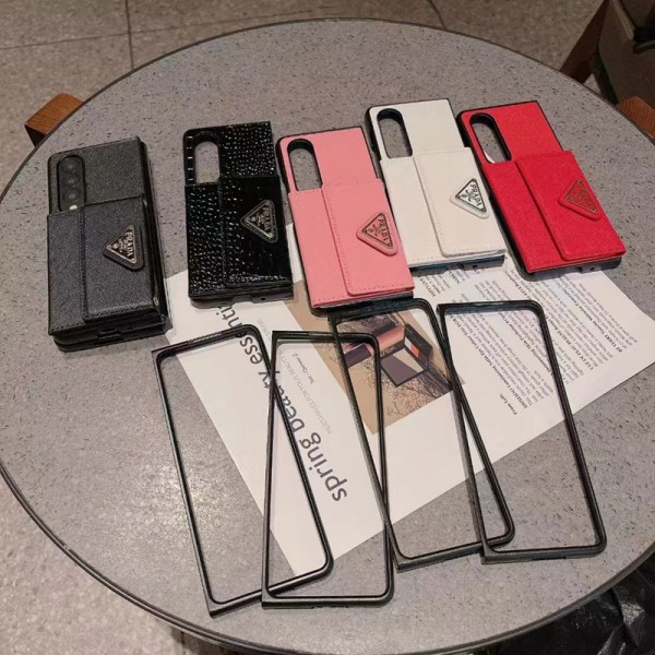 Prada プラダブランドgalaxy z flip 5 4 fold5 2023  サムソン s23 note20 s21 s22 iphone 14 15ケース折り畳み可ギャラクシー z fold5 4 3ケース 革製韓国風セレブ愛用 galaxy z flip 5 4 3ケース ジャケットスマホケース コピーセレブ愛用全機種対応ハイブランドケース パロディ