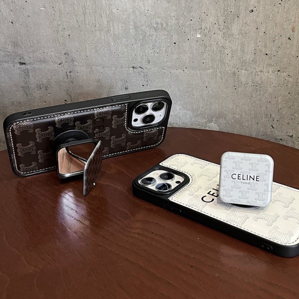 ハイブランドceline iphone14/13Pro max/13Pro/13/Se3携帯ケース レザー オシャレ 指紋防止 鏡付き アイフォン12プロ マックス/12プロ/12カバーブランドセリーヌ 高級感 レディース 皮革製品 華奢