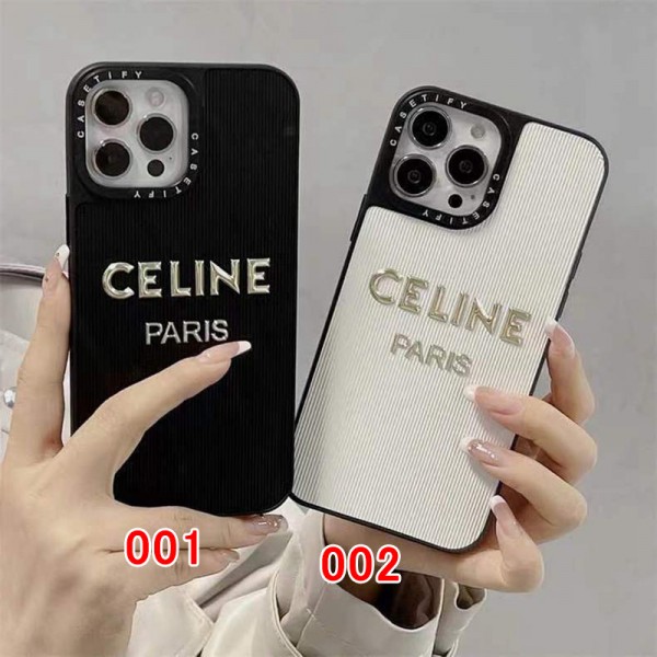 CELINE セリーヌiphone 15/14 pro/15 pro max xs/8/7 plusカバー ストラップ付 カード入れiphone 14 15 plusケースカバースタンド付きセレブ愛用全機種対応ハイブランドケース パロディiphone14/13 pro max スマホケース コピー