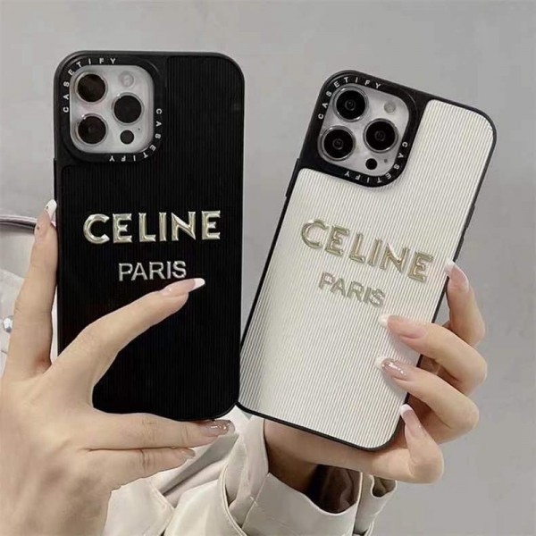 CELINE セリーヌiphone 15/14 pro/15 pro max xs/8/7 plusカバー ストラップ付 カード入れiphone 14 15 plusケースカバースタンド付きセレブ愛用全機種対応ハイブランドケース パロディiphone14/13 pro max スマホケース コピー