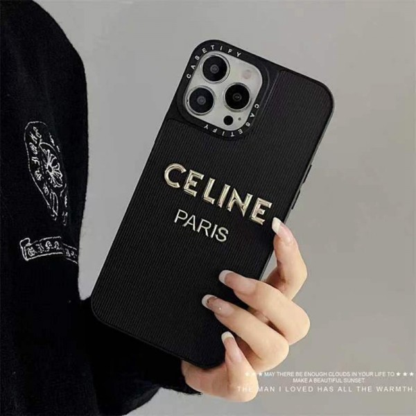 CELINE セリーヌiphone 15/14 pro/15 pro max xs/8/7 plusカバー ストラップ付 カード入れiphone 14 15 plusケースカバースタンド付きセレブ愛用全機種対応ハイブランドケース パロディiphone14/13 pro max スマホケース コピー