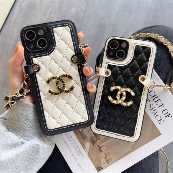 Chanel/シャネルiphone 15/14 pro/15 pro max xs/8/7 plusカバー ストラップ付 カード入れiphone 14 15 plusケースカバースタンド付きセレブ愛用全機種対応ハイブランドケース パロディiphone14/13 pro max スマホケース コピー