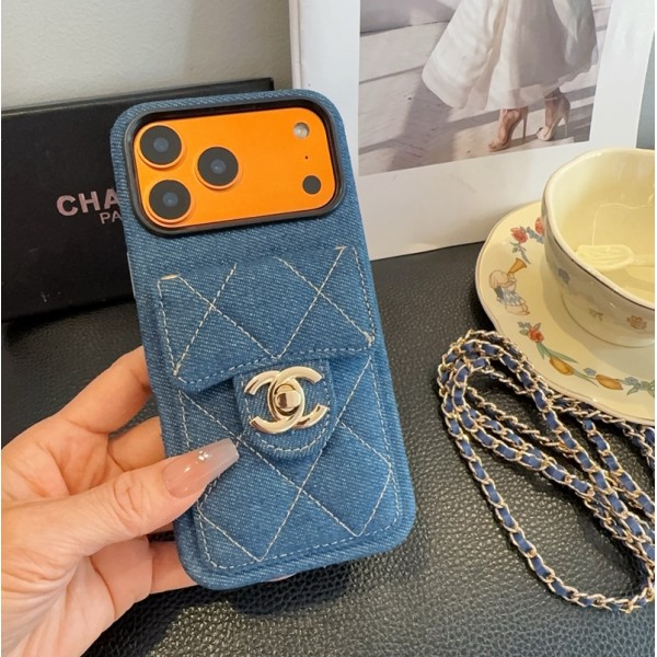 Chanel シャネルブランドiphone 16 17 pro 15 plus 16 pro max 17eケースiphone 17Pro/16/14 pro/15 pro max 16 plus 17 17eカバー ストラップ付 カード入れセレブ愛用全機種対応ハイブランドケース パロディiphone17 air 16 15 14/13 pro max 17スマホケース コピー