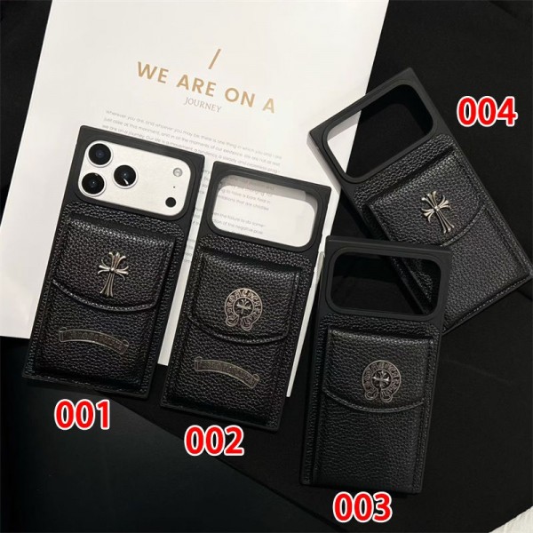 クロムハーツ Chrome Heartsブランドiphone 16 17 pro 15 plus 16 pro maxケースおしゃれiphone 17 air 16  pro max 15 14ケース 手帳型バッグ型iphone 17Pro/16/14 pro/15 pro max 16 plus カバー ストラップ付 カード入れiphone17 air 16 15 14/13 pro max スマホケース コピー