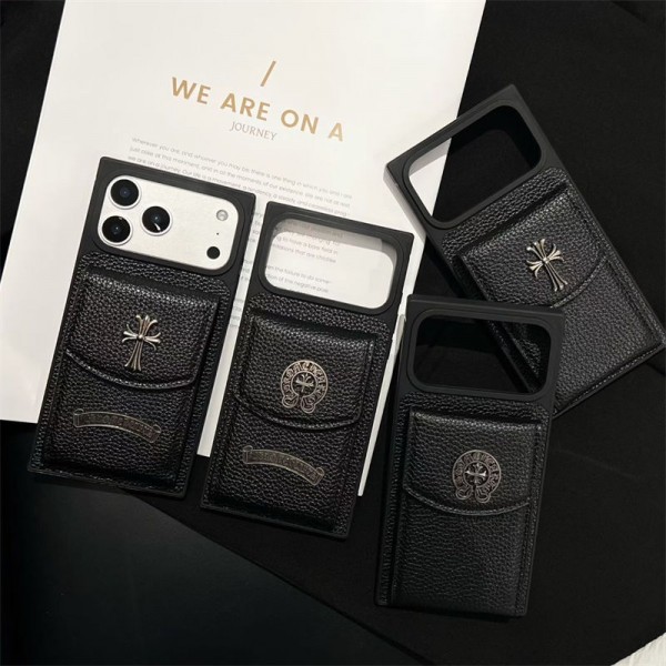 クロムハーツ Chrome Heartsブランドiphone 16 17 pro 15 plus 16 pro maxケースおしゃれiphone 17 air 16  pro max 15 14ケース 手帳型バッグ型iphone 17Pro/16/14 pro/15 pro max 16 plus カバー ストラップ付 カード入れiphone17 air 16 15 14/13 pro max スマホケース コピー