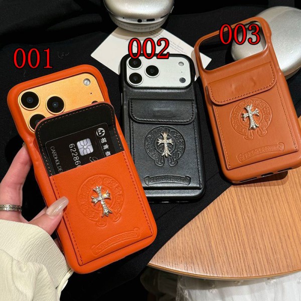 クロムハーツ Chrome Heartsおしゃれiphone 17 air 16  pro max 15 14 13 12 ケース 手帳型バッグ型iphone 17Pro/16/14 pro/15 pro max 16 plus カバー ストラップ付 カード入れiphone16 17 pro air 14 15 16 plusケースカバースタンド付きセレブ愛用全機種対応ハイブランドケース パロディ