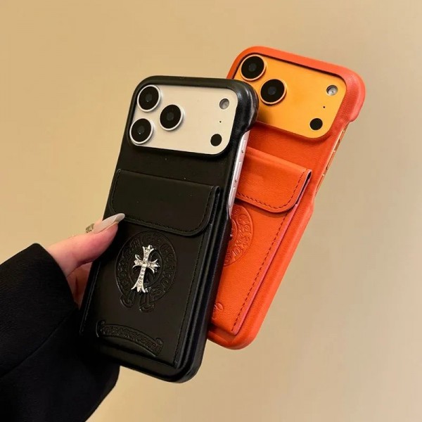 クロムハーツ Chrome Heartsおしゃれiphone 17 air 16  pro max 15 14 13 12 ケース 手帳型バッグ型iphone 17Pro/16/14 pro/15 pro max 16 plus カバー ストラップ付 カード入れiphone16 17 pro air 14 15 16 plusケースカバースタンド付きセレブ愛用全機種対応ハイブランドケース パロディ