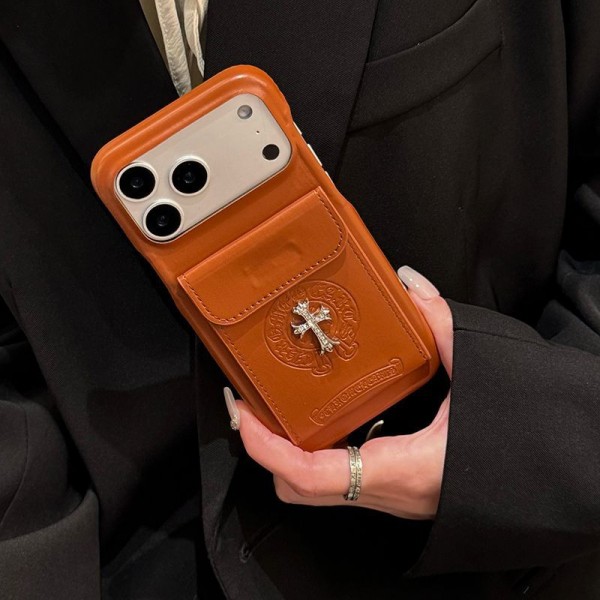 クロムハーツ Chrome Heartsおしゃれiphone 17 air 16  pro max 15 14 13 12 ケース 手帳型バッグ型iphone 17Pro/16/14 pro/15 pro max 16 plus カバー ストラップ付 カード入れiphone16 17 pro air 14 15 16 plusケースカバースタンド付きセレブ愛用全機種対応ハイブランドケース パロディ