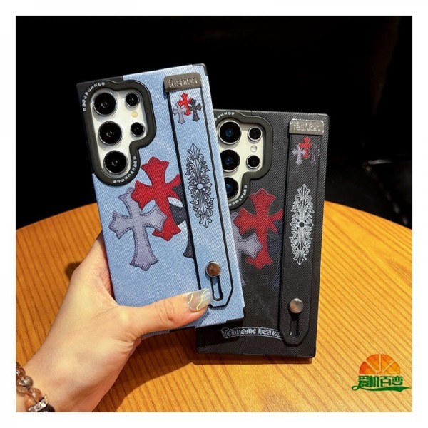 クロムハーツ Chrome Heartsブランドgalaxy s26plus s24 s25 ultraケースiphone17pro max/16 15/14 pro galaxy s26 + s25 ultra s24 plusカバー ストラップ付 カード入れsamsung s25+ s24 plus s26 s23 ultraケースカバースタンド付き韓国風セレブ愛用 ギャラクシーs26 s24 s23 ultra s25ケース 