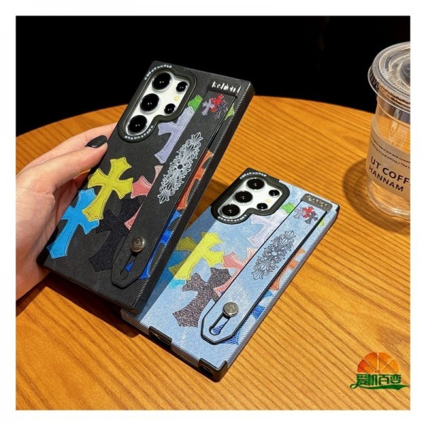 クロムハーツ Chrome Heartsブランドgalaxy s26plus s24 s25 ultraケースiphone17pro max/16 15/14 pro galaxy s26 + s25 ultra s24 plusカバー ストラップ付 カード入れsamsung s25+ s24 plus s26 s23 ultraケースカバースタンド付き韓国風セレブ愛用 ギャラクシーs26 s24 s23 ultra s25ケース 