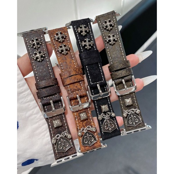 クロムハーツ Chrome Heartsアップルウォッチ11 Ultra3 se3 10 9 Ultra2 49mmバンドアップルウォッチ11/7/8/9 10ベルトアップルウォッチ11/se3/10/9/8/7/6/Se2 2025 バンド 38/40/41/42/44/45/46/49cm 女性ビジネスマン用高級Apple Watch 11/10/9/8/7ブランドバンド本革