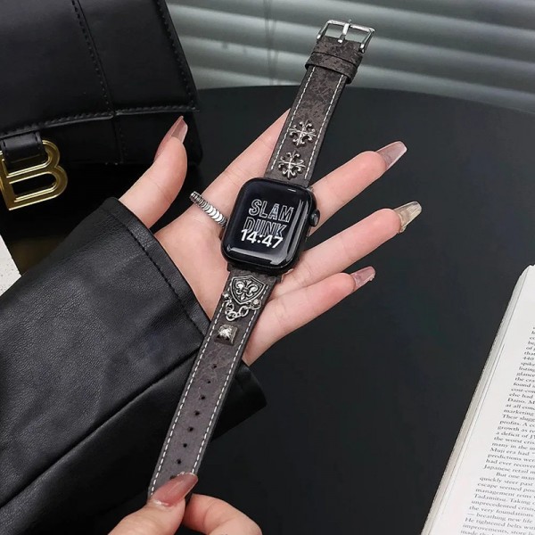クロムハーツ Chrome Heartsアップルウォッチ11 Ultra3 se3 10 9 Ultra2 49mmバンドアップルウォッチ11/7/8/9 10ベルトアップルウォッチ11/se3/10/9/8/7/6/Se2 2025 バンド 38/40/41/42/44/45/46/49cm 女性ビジネスマン用高級Apple Watch 11/10/9/8/7ブランドバンド本革