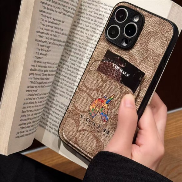 Coach コーチハイブランド アイフォン16 plus15 14+ 16 17pro max カバーレディースメンズ激安iphone 17Pro/16/14 pro/15 pro max 16 plus カバー ストラップ付 カード入れセレブ愛用全機種対応ハイブランドケース パロディiphone17 air 16 15 14/13 pro max スマホケース コピー