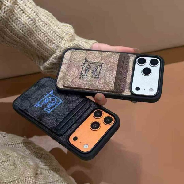 Coach コーチiphone 17Pro/16/14 pro/15 pro max 16 plus カバー ストラップ付 カード入れ韓国風セレブ愛用 iphone 16 15 17 air アイフォン17 16 15 14 13pro maxケース ジャケットスマホケース コピーセレブ愛用全機種対応ハイブランドケース パロディiphone17 air 16 15 14/13 pro max スマホケース コピー
