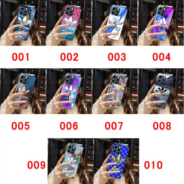 Adidas アディダスブランドiphone 14 plus 15 pro maxケースiphone 14 15 plusケースカバースタンド付き韓国風セレブ愛用 iphone 15 アイフォン 15 14 13pro maxケース ジャケットスマホケース コピーセレブ愛用全機種対応ハイブランドケース パロディ