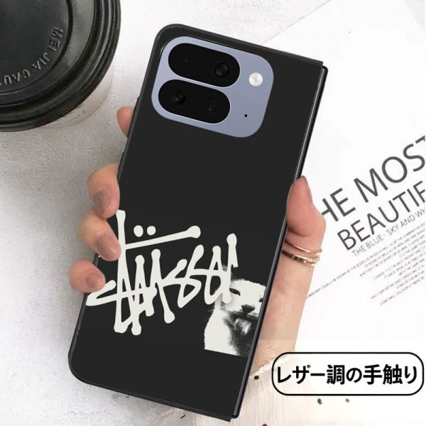 Stussy ステューシーハイブランドgalaxy z flip 5 6/7/8 fold 8/7/6 5 4カバーアイフォン ultra 折り畳みケースレディースメンズ激安折り畳み可 Google Pixel Pro 11 10 9 foldケース 革製galaxy fold 8 7 6 5 4 3 2ケースカバースタンド付きセレブ愛用全機種対応ハイブランドケース パロディ