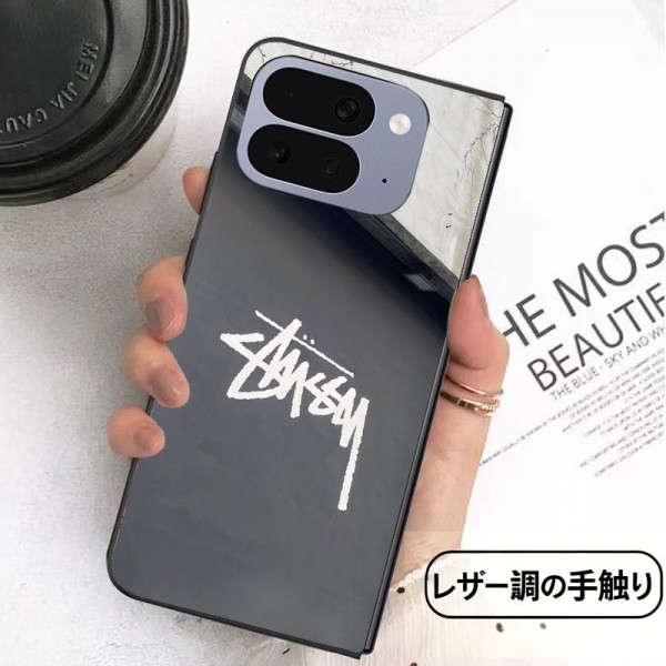 Stussy ステューシーハイブランドgalaxy z flip 5 6/7/8 fold 8/7/6 5 4カバーアイフォン ultra 折り畳みケースレディースメンズ激安折り畳み可 Google Pixel Pro 11 10 9 foldケース 革製galaxy fold 8 7 6 5 4 3 2ケースカバースタンド付きセレブ愛用全機種対応ハイブランドケース パロディ