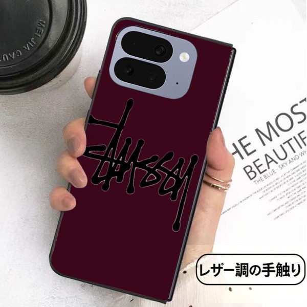Stussy ステューシーハイブランドgalaxy z flip 5 6/7/8 fold 8/7/6 5 4カバーアイフォン ultra 折り畳みケースレディースメンズ激安折り畳み可 Google Pixel Pro 11 10 9 foldケース 革製galaxy fold 8 7 6 5 4 3 2ケースカバースタンド付きセレブ愛用全機種対応ハイブランドケース パロディ