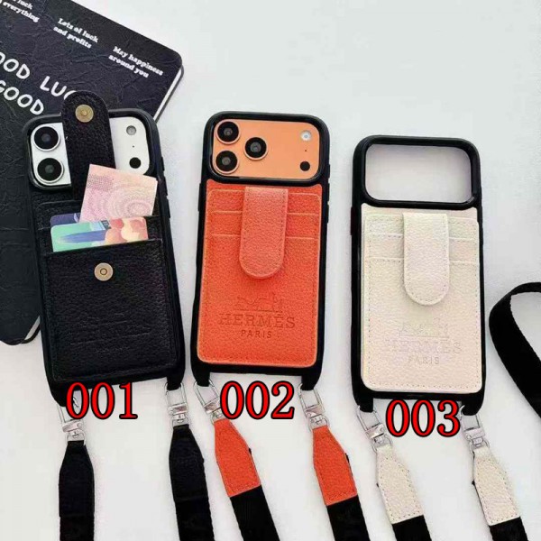 Hermes エルメスiphone 17Pro/16/14 pro/15 pro max 16 plus カバー ストラップ付 カード入れiphone16 17 pro air 14 15 16 plusケースカバースタンド付きセレブ愛用全機種対応ハイブランドケース パロディiphone17 air 16 15 14/13 pro max スマホケース コピー