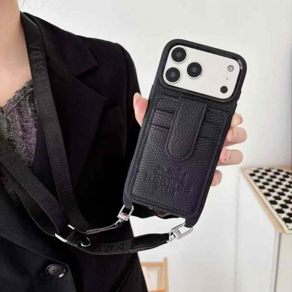 Hermes エルメスiphone 17Pro/16/14 pro/15 pro max 16 plus カバー ストラップ付 カード入れiphone16 17 pro air 14 15 16 plusケースカバースタンド付きセレブ愛用全機種対応ハイブランドケース パロディiphone17 air 16 15 14/13 pro max スマホケース コピー