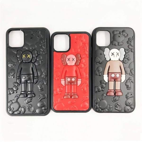 Kaws カウズブランドiphone 16 15 plus 16 pro maxケースiphone 16/14 pro/15 pro max 16 plus カバー ストラップ付 カード入れセレブ愛用全機種対応ハイブランドケース パロディiphone16 15 14/13 pro max スマホケース コピー