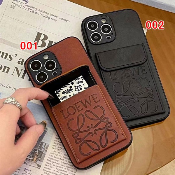 LOEWE ロエベブランドiphone 16 17 pro 15 plus 16 pro maxケースiphone 17Pro/16/14 pro/15 pro max 16 plus カバー ストラップ付 カード入れiphone16 17 pro air 14 15 16 plusケースカバースタンド付きセレブ愛用全機種対応ハイブランドケース パロディ