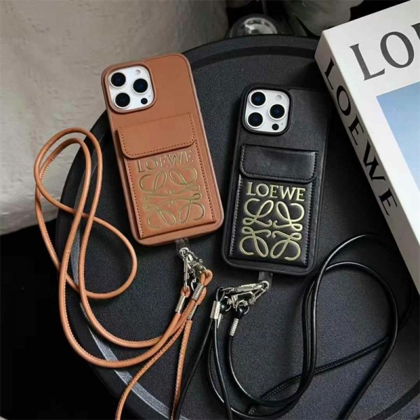 LOEWE ロエベブランドiphone 16 15 plus 16 pro maxケースiphone 16/14 pro/15 pro max 16 plus カバー ストラップ付 カード入れ韓国風セレブ愛用 iphone 16 15 アイフォン16 15 14 13pro maxケース ジャケットスマホケース コピーセレブ愛用全機種対応ハイブランドケース パロディ