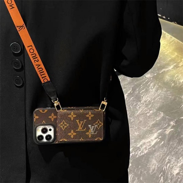 Lv ルイヴィトンiphone 17Pro/16/14 pro/15 pro max 16 plus カバー ストラップ付 カード入れ韓国風セレブ愛用 iphone 16 15 17 アイフォン17 16 15 14 13pro maxケース ジャケットスマホケース コピーセレブ愛用全機種対応ハイブランドケース パロディiphone17 16 15 14/13 pro max スマホケース コピー