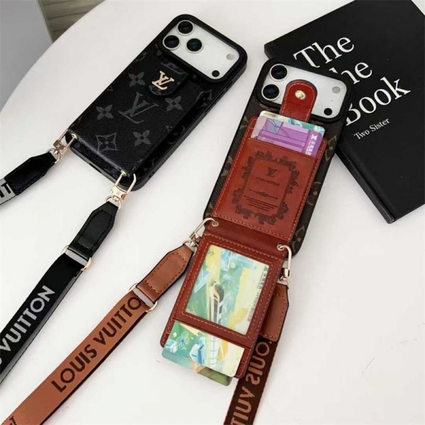 Lv ルイヴィトンブランドiphone 16 17 pro 15 plus 16 pro maxケースiphone 17Pro/16/14 pro/15 pro max 16 plus カバー ストラップ付 カード入れiphone16 17 pro air 14 15 16 plusケースカバースタンド付きセレブ愛用全機種対応ハイブランドケース パロディ