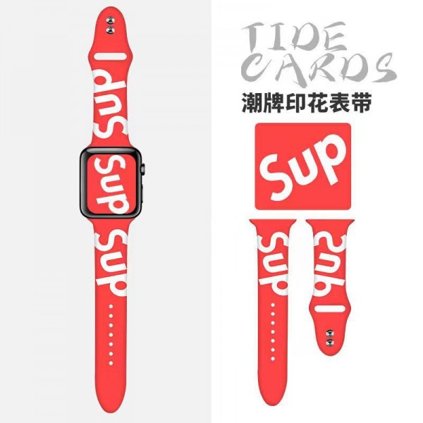 Supreme/シュプリーム ナイキ アップルウォッチ8/7/6/Se 2022 Ultraバンド ブランド レディースシリコン製バンド 女性 人気かわいいファッション高級Apple Watch 6/5/4/3ブランドバンド本革