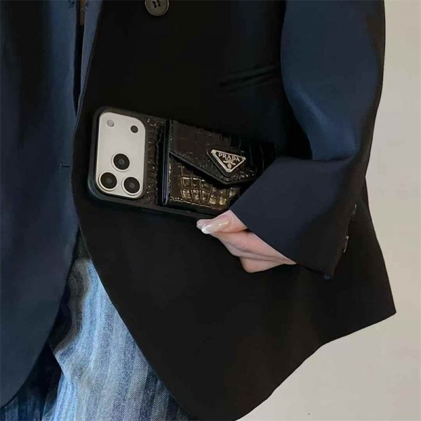 Prada プラダブランドiphone 16 17 pro 15 plus 16 pro maxケースiphone 17Pro/16/14 pro/15 pro max 16 plus カバー ストラップ付 カード入れ韓国風セレブ愛用 iphone 16 15 17 air アイフォン17 16 15 14 13pro maxケース ジャケットスマホケース コピーiphone17 air 16 15 14/13 pro max スマホケース コピー