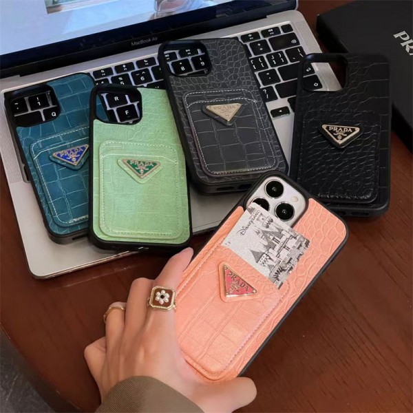 Prada プラダブランドiphone 16 17 pro 15 plus 16 pro maxケースiphone 17Pro/16/14 pro/15 pro max 16 plus カバー ストラップ付 カード入れiphone16 17 pro air 14 15 16 plusケースカバースタンド付きiphone17 air 16 15 14/13 pro max スマホケース コピー