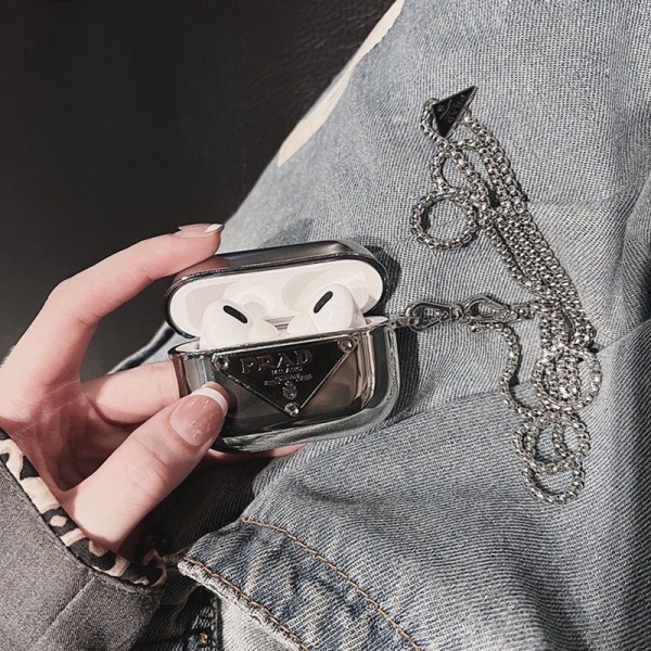 Prada プラダハイブランド AirPods4 3 pro3 2ケースストラップ airpods4カバー 耐衝撃 エアーポッズ4プロ2ケース 激安 ブランド エアーポッズ4 プロ2 3/2/1ケースブランド AirPods 4/3 Pro2/proケース メンズレディーズ
