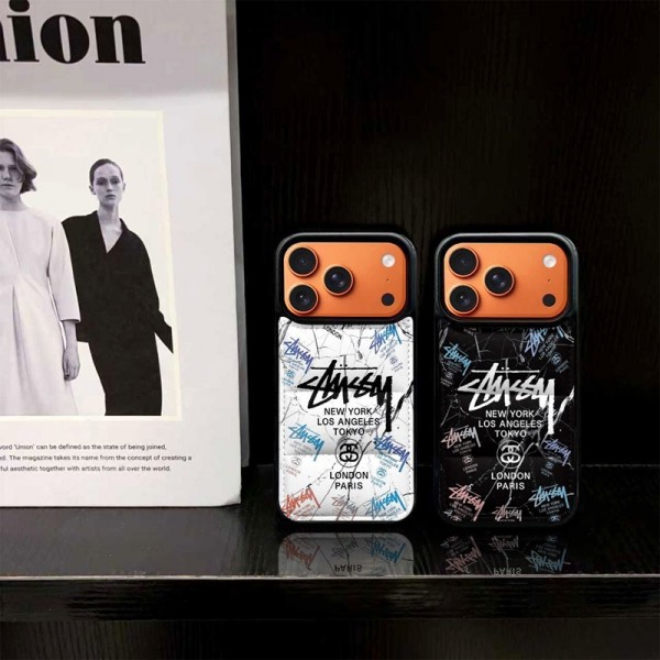 Stussy ステューシーiphone 17Pro/16/14 pro/15 pro max 16 plus 17 17eカバー ストラップ付 カード入れiphone16 17 pro air 14 15 16 plus 17ケースカバースタンド付きセレブ愛用全機種対応ハイブランドケース パロディiphone17 air 16 15 14/13 pro max 17スマホケース コピー