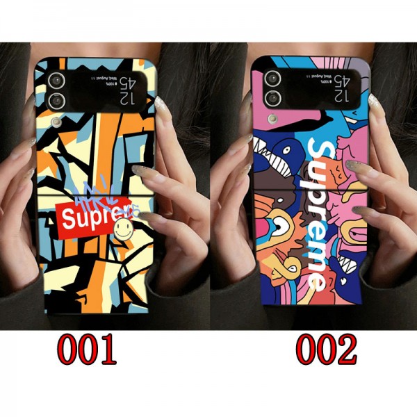 Supreme シュプリームブランドgalaxy z flip 7 6 5 4 flip5 6 7 2026ケース折り畳み可ギャラクシー z flip 7 6 5 4 3ケース 革製galaxy fold 7 6 5 4 3 2ケースカバースタンド付きセレブ愛用全機種対応ハイブランドケース パロディ