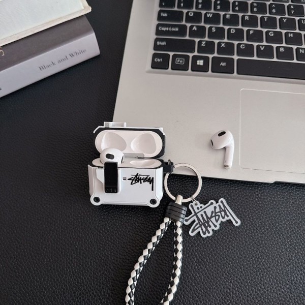 Stussy ステューシーハイブランド AirPods4 3 pro3 2ケースストラップ airpods4カバー 耐衝撃 エアーポッズ4プロ2ケース 激安 ブランド エアーポッズ4 プロ2 3/2/1ケースブランド AirPods 4/3 Pro2/proケース メンズレディーズ