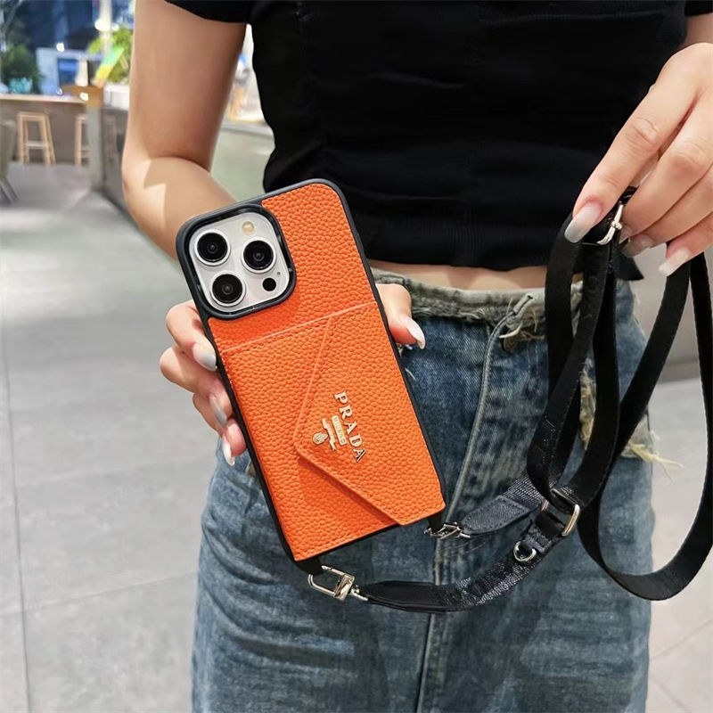 Prada プラダブランドiphone 16 pro max 15 plus 14 ケースiphone 16/14 pro/15 pro max 16 plus カバー 肩掛け 背面カード収納